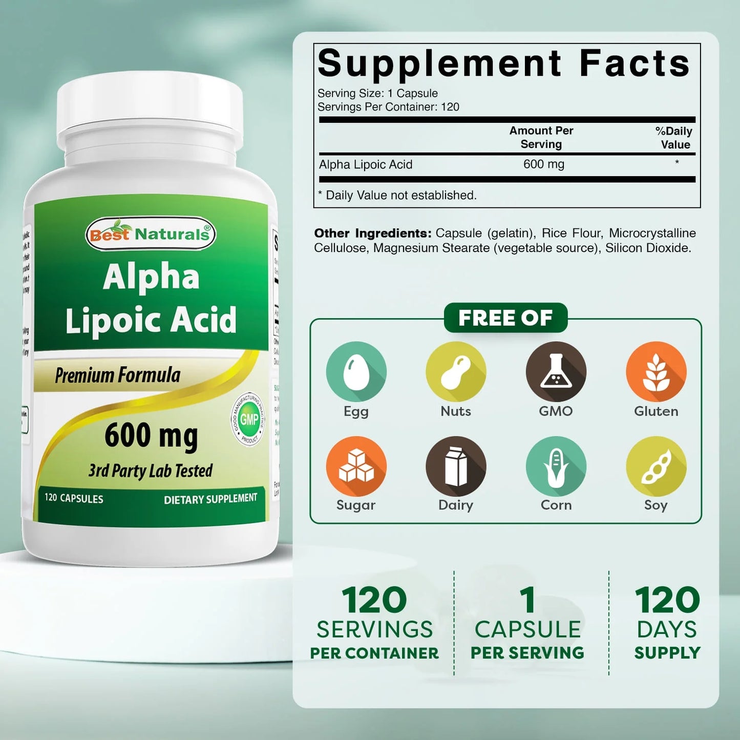 Best Naturals Ácido Alfa Lipoico 600 mg