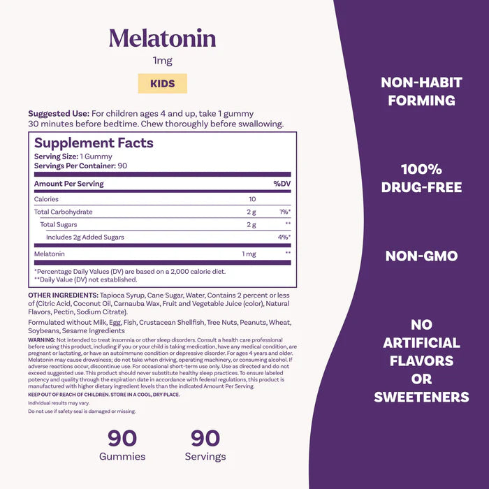 GOMITAS DE MELATONINA PARA NIÑOS, 1 MG