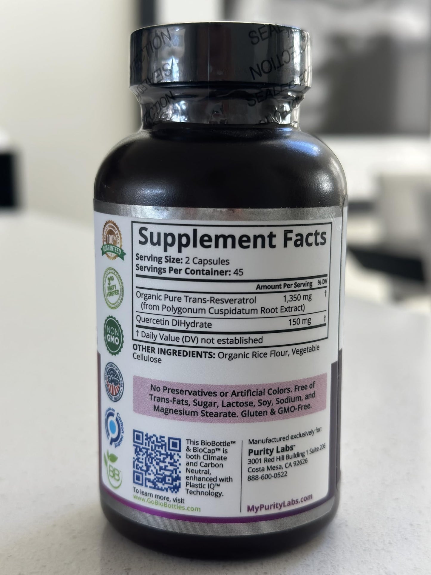 Trans-Resveratrol Purity Labs
