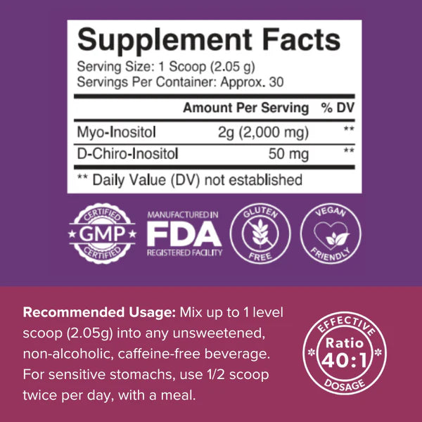 Myo-Inositol and D-Chiro-Inositol 40:1 Supplemento en polvo