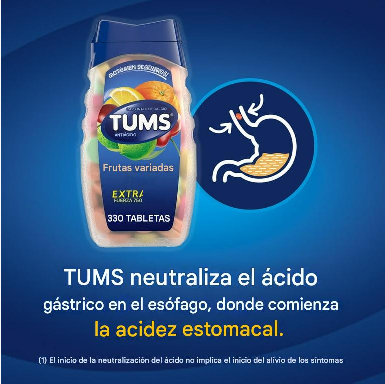 Tums Tabletas Antiácidas Masticables Extra Fuertes para Aliviar la Acidez Estomacal