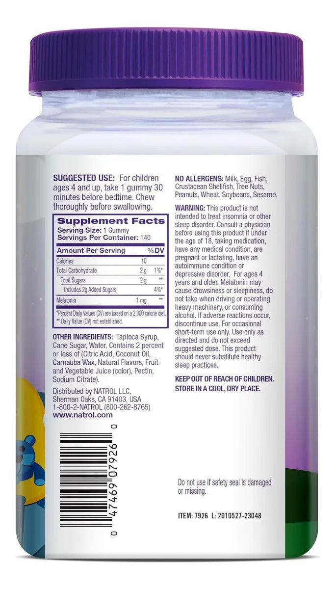 GOMITAS DE MELATONINA PARA NIÑOS, 1 MG