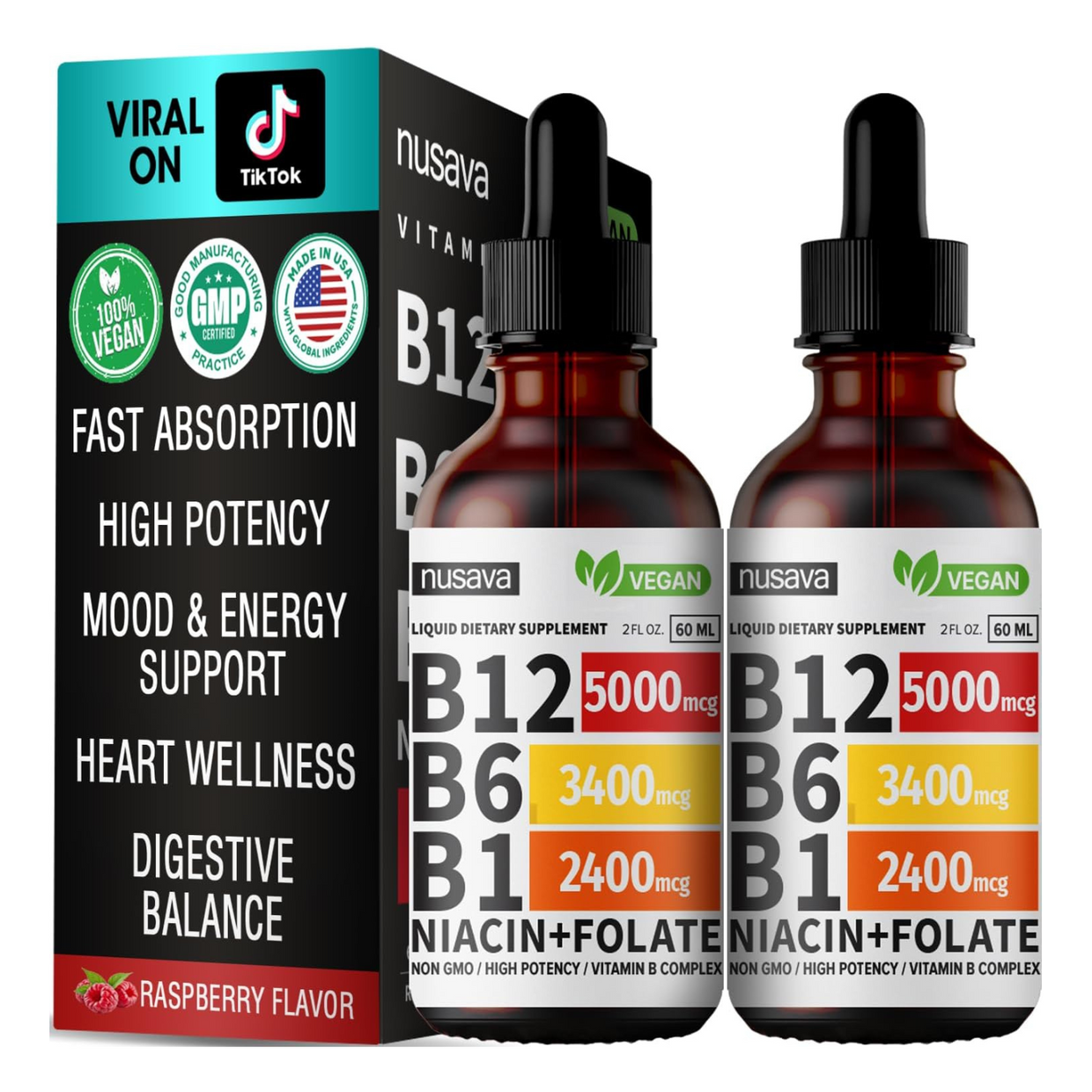 Gotas líquidas de vitamina B12 y B6,  B1